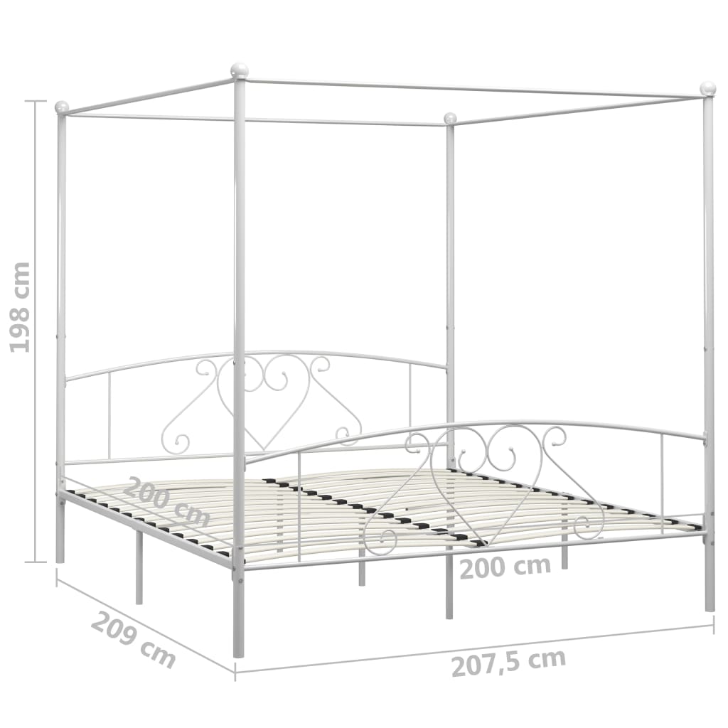 vidaXL Cadre de lit à baldaquin sans matelas blanc métal 200x200 cm