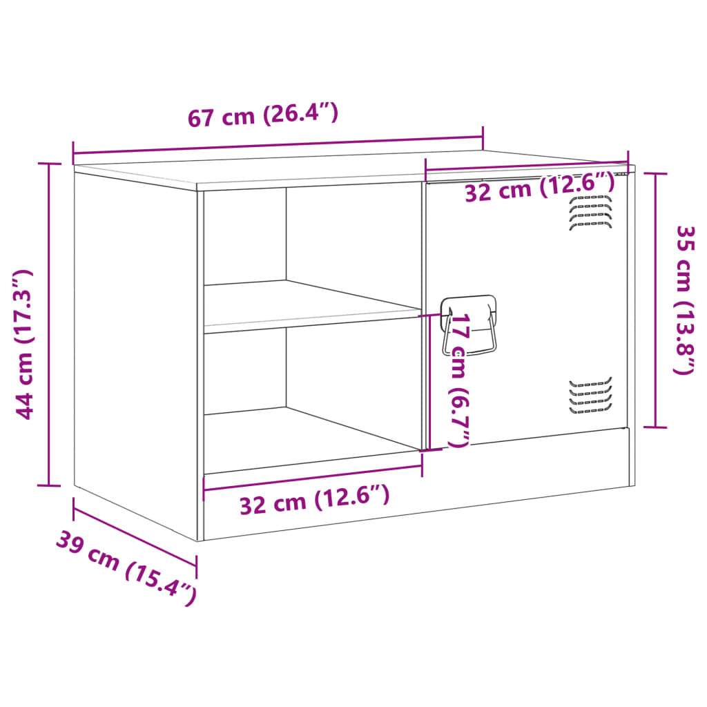 vidaXL Meubles TV 2 pcs anthracite 67x39x44 cm acier