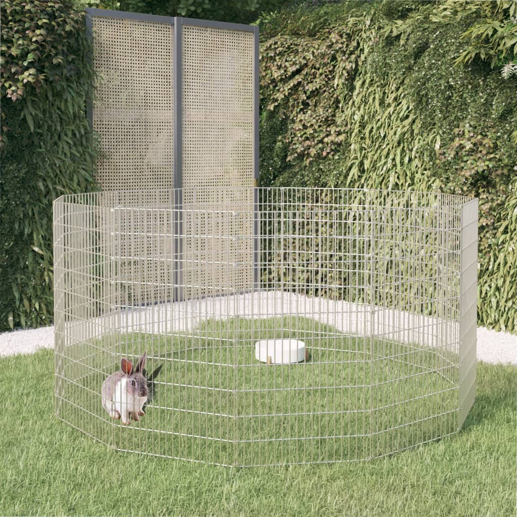 vidaXL Cage à lapin 12 panneaux 54x100 cm Fer galvanisé