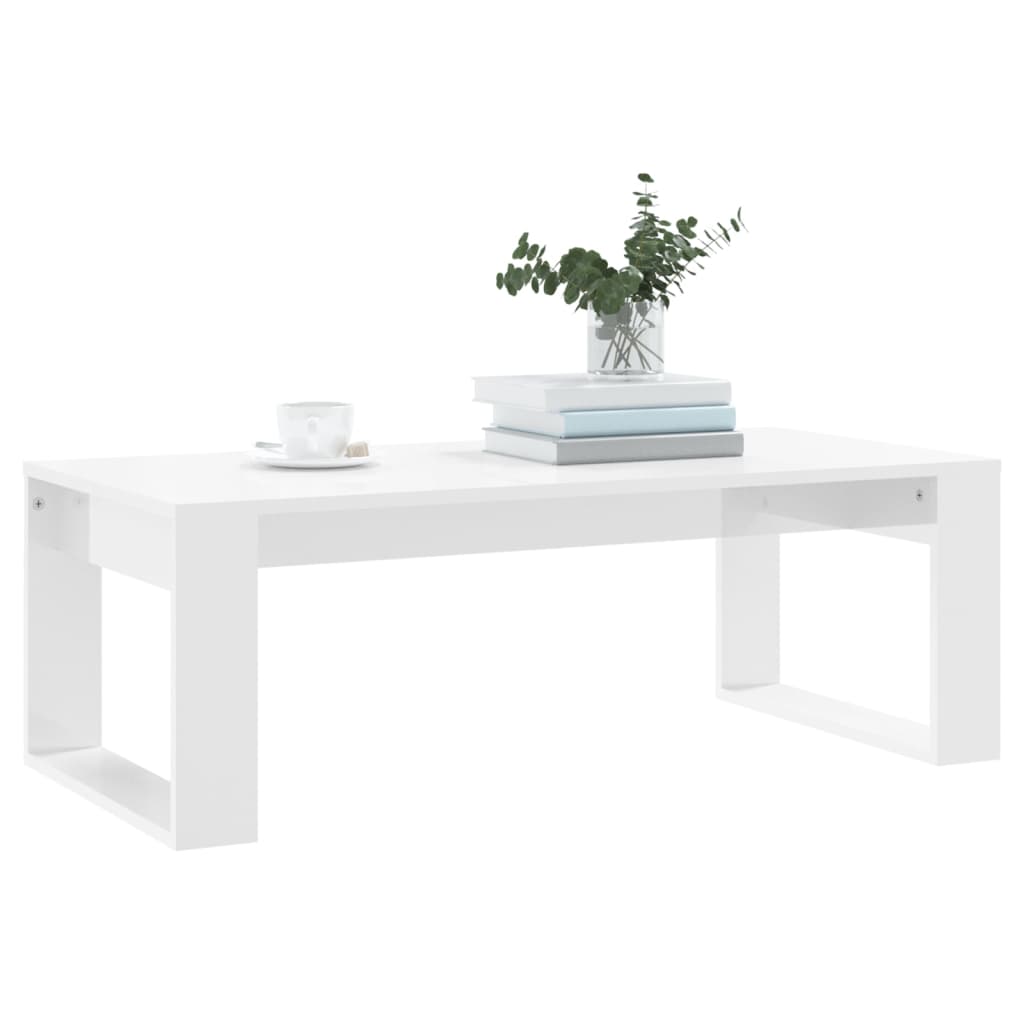 vidaXL Table basse blanc brillant 102x50x35 cm bois d'ingénierie