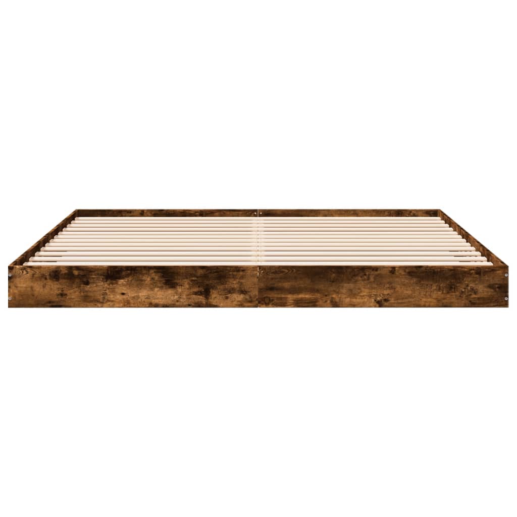 vidaXL Cadre de lit chêne fumé 200x200 cm bois d'ingénierie