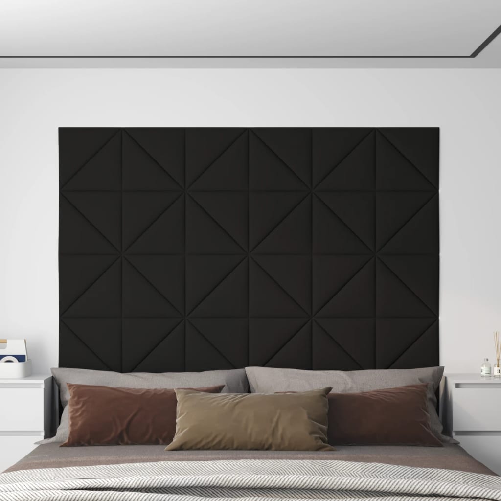 vidaXL Panneaux muraux 12 pcs Noir 30x30 cm Tissu 0,54 m²