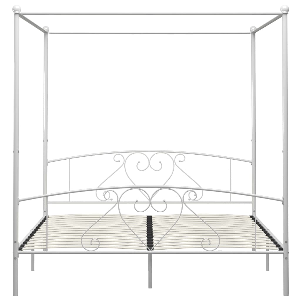 vidaXL Cadre de lit à baldaquin Blanc Métal 200 x 200 cm