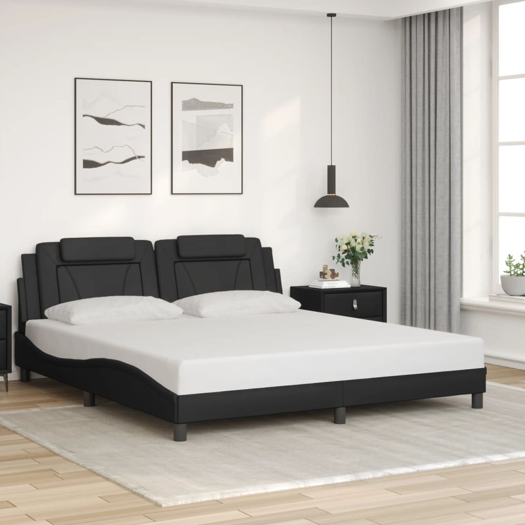 vidaXL Cadre de lit avec LED sans matelas noir 180x200 cm