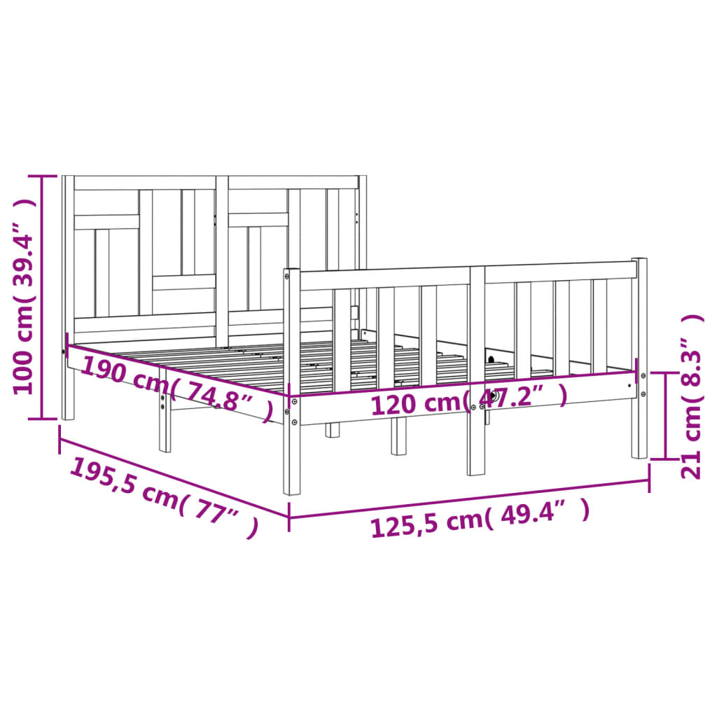 vidaXL Cadre de lit sans matelas noir bois de pin massif