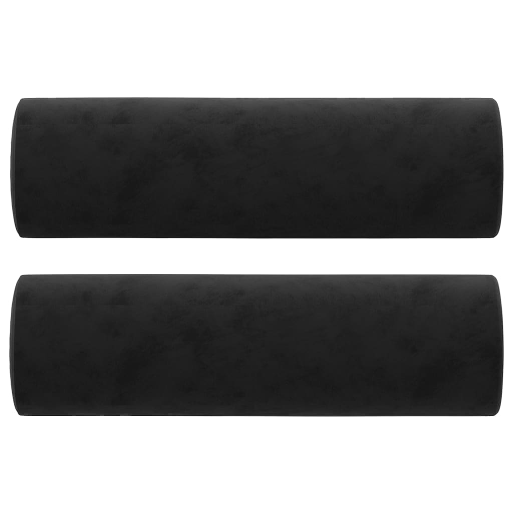 vidaXL Coussins décoratifs lot de 2 Noir Ø15x50 cm Velours