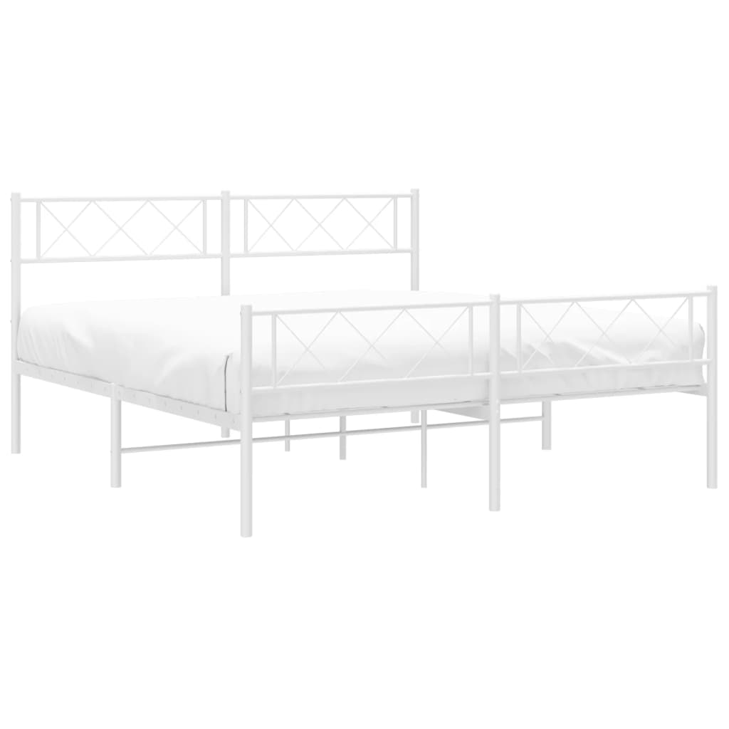 vidaXL Cadre de lit métal sans matelas et pied de lit blanc 120x200 cm