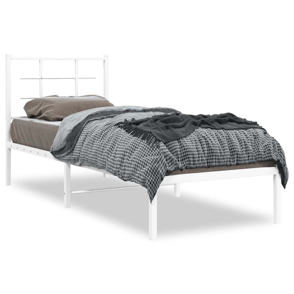 vidaXL Cadre de lit métal sans matelas avec tête de lit blanc 75x190cm