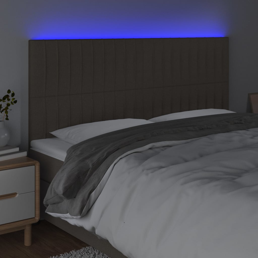 vidaXL Tête de lit à LED Taupe 200x5x118/128 cm Tissu