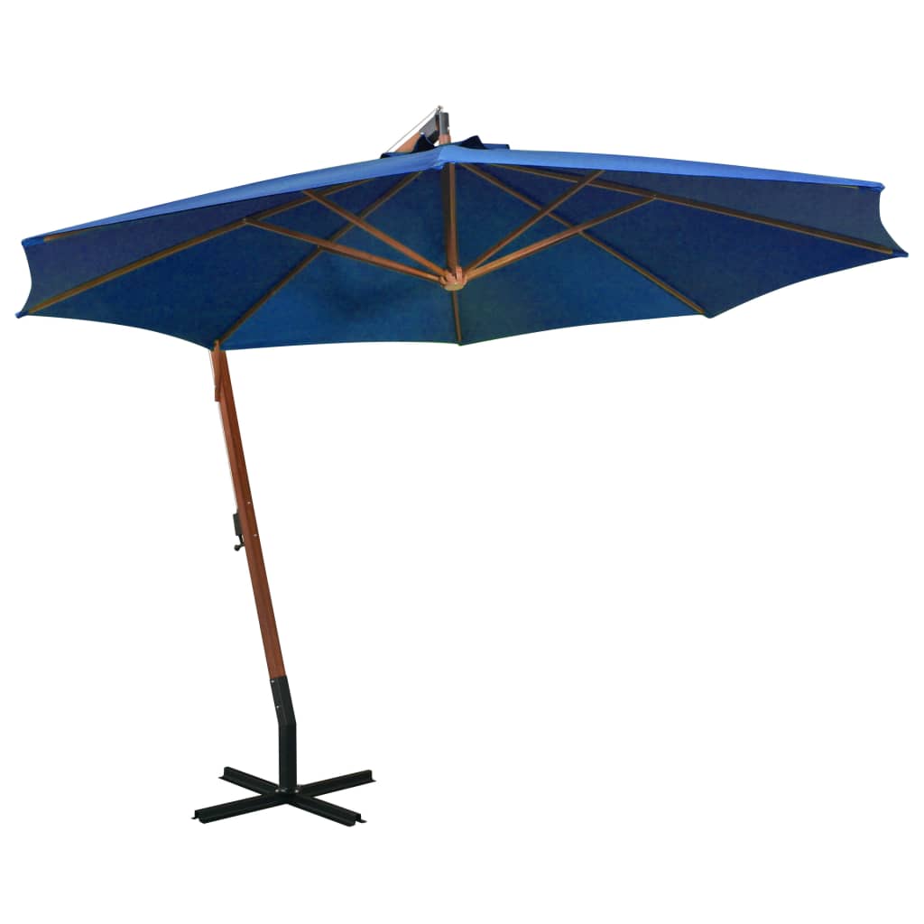 vidaXL Parasol de jardin suspendu avec mât bleu azuré bois de sapin