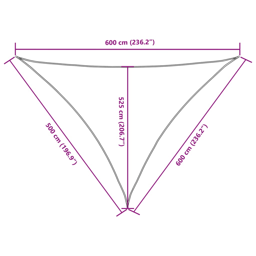 vidaXL Voile de parasol tissu oxford triangulaire 5x6x6 m crème