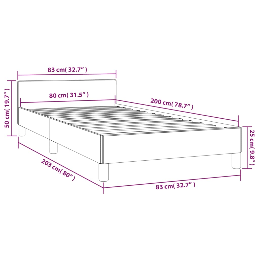 vidaXL Cadre de lit avec tête de lit Gris foncé 80x200 cm Velours