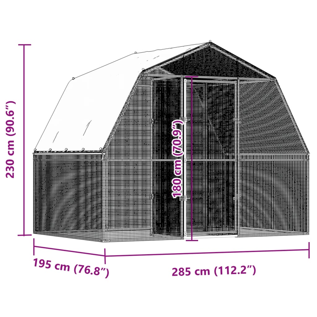vidaXL Cage à poules avec toit et porte argenté acier galvanisé