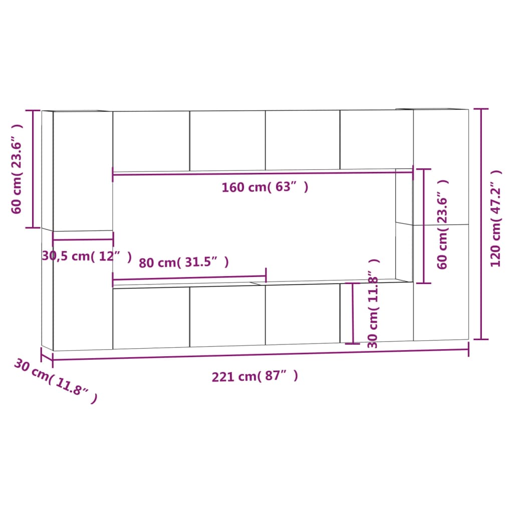 vidaXL Ensemble de meubles TV 8 pcs Blanc Bois d'ingénierie