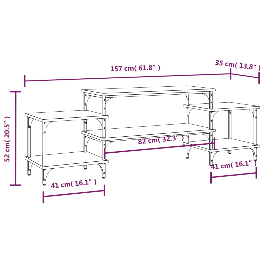 vidaXL Meuble TV Chêne sonoma 157x35x52 cm bois d'ingénierie