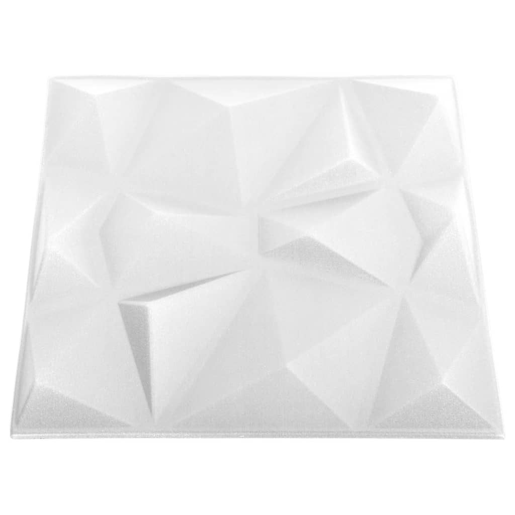 vidaXL Panneaux muraux 3D 48 pcs 50x50 cm blanc diamant 12 m²