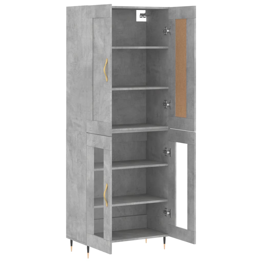 vidaXL Buffet haut Gris béton 69,5x34x180 cm Bois d'ingénierie