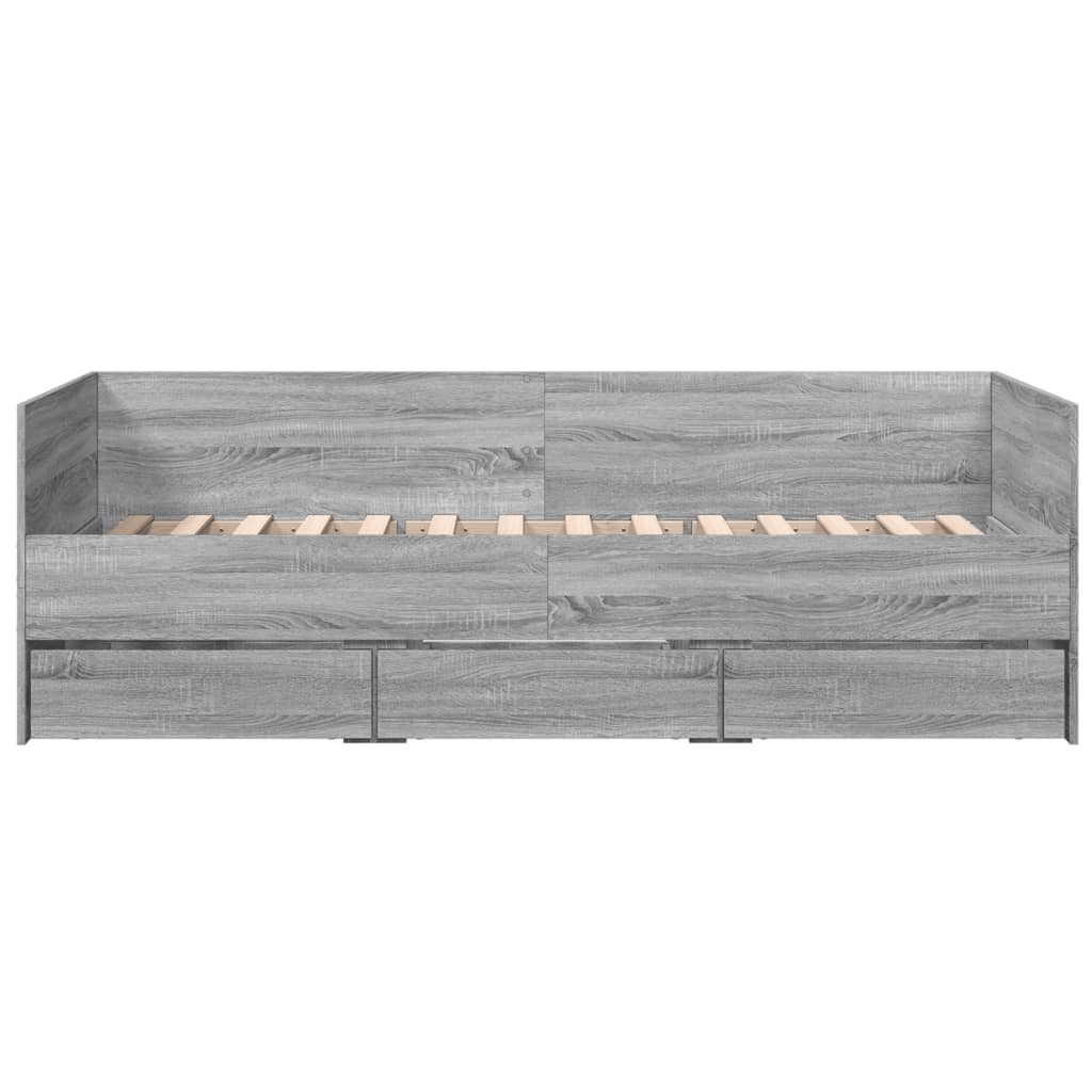 vidaXL Lit de jour avec tiroirs sans matelas sonoma gris 100x200 cm