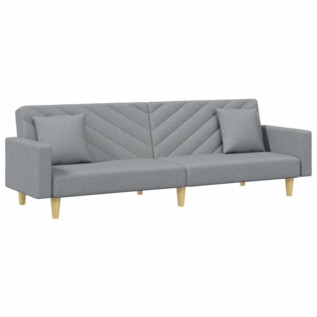 vidaXL Canapé-lit à 2 places avec oreillers et repose-pied gris clair