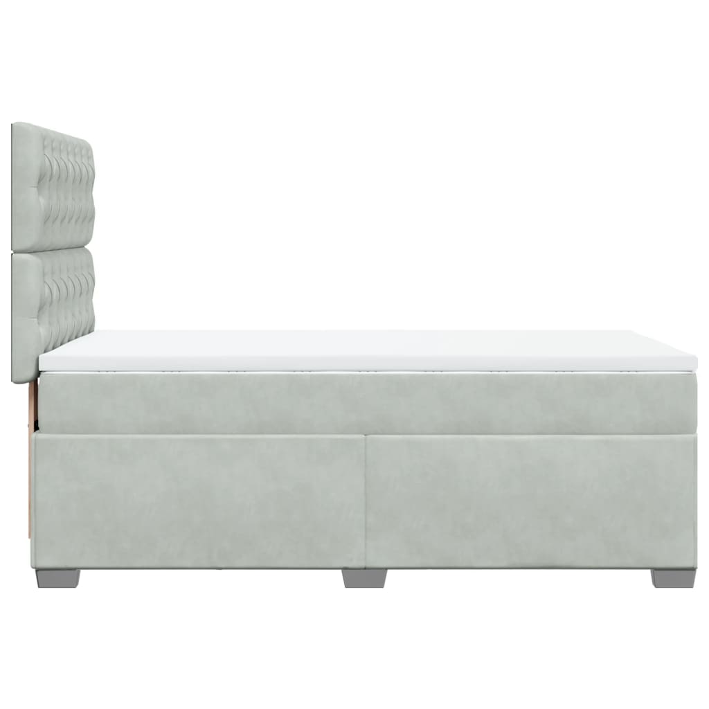 vidaXL Sommier à lattes de lit et matelas Gris clair 90x200 cm Velours