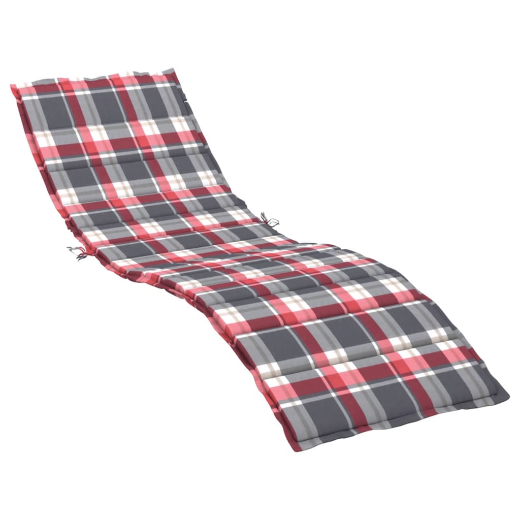 vidaXL Coussin de chaise longue à carreaux rouge 200x60x3 cm