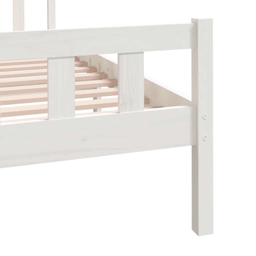 vidaXL Cadre de lit Blanc Bois massif 135x190 cm Double