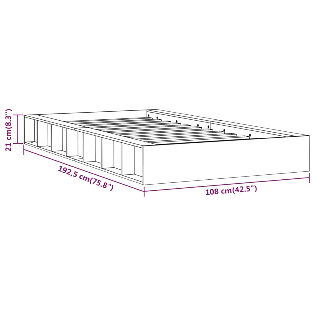 vidaXL Cadre de lit Blanc 90x190 cm Simple Bois massif