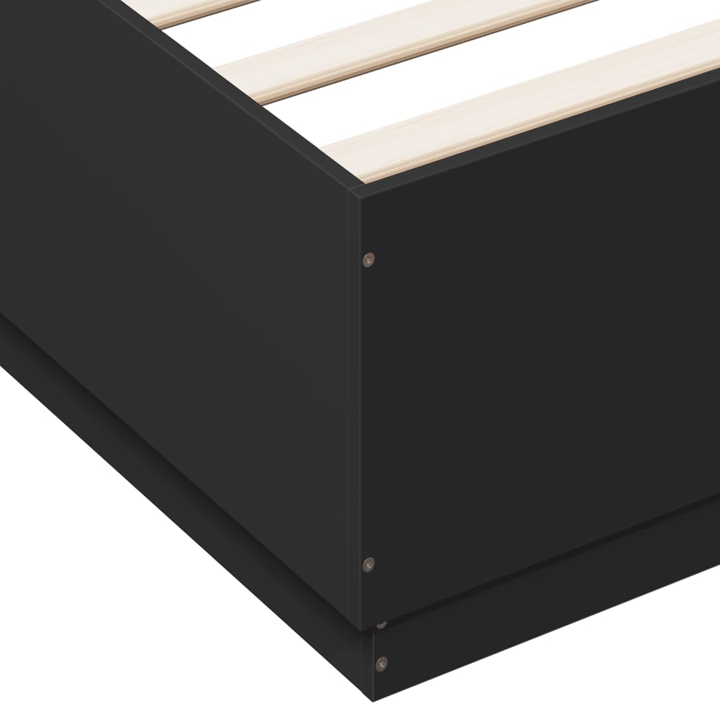 vidaXL Cadre de lit avec lumières LED noir 140x200 cm bois ingénierie