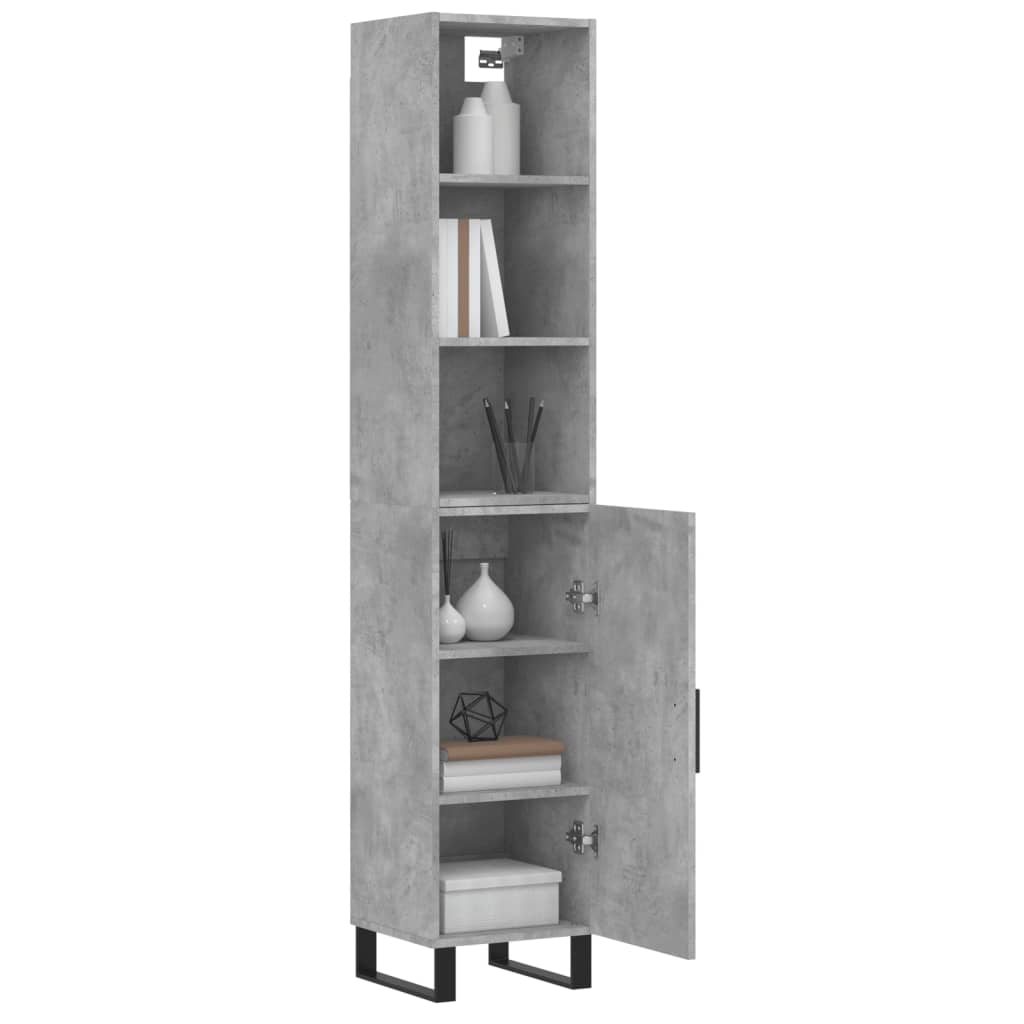 vidaXL Buffet haut Gris béton 34,5x34x180 cm Bois d'ingénierie