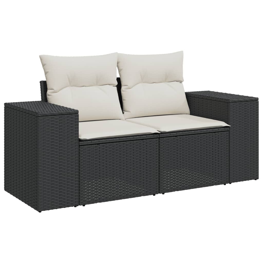 vidaXL Salon de jardin 5 pcs avec coussins noir résine tressée