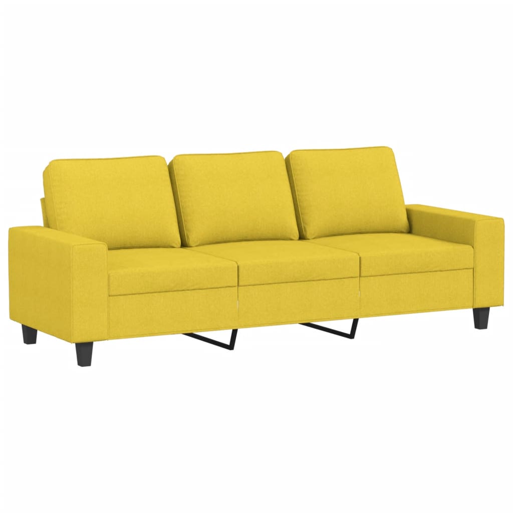 vidaXL Canapé à 3 places avec repose-pieds Jaune clair 180 cm Tissu