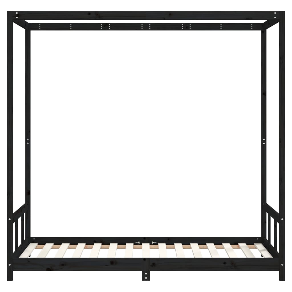 vidaXL Cadre de lit pour enfants noir 90x190 cm bois de pin massif