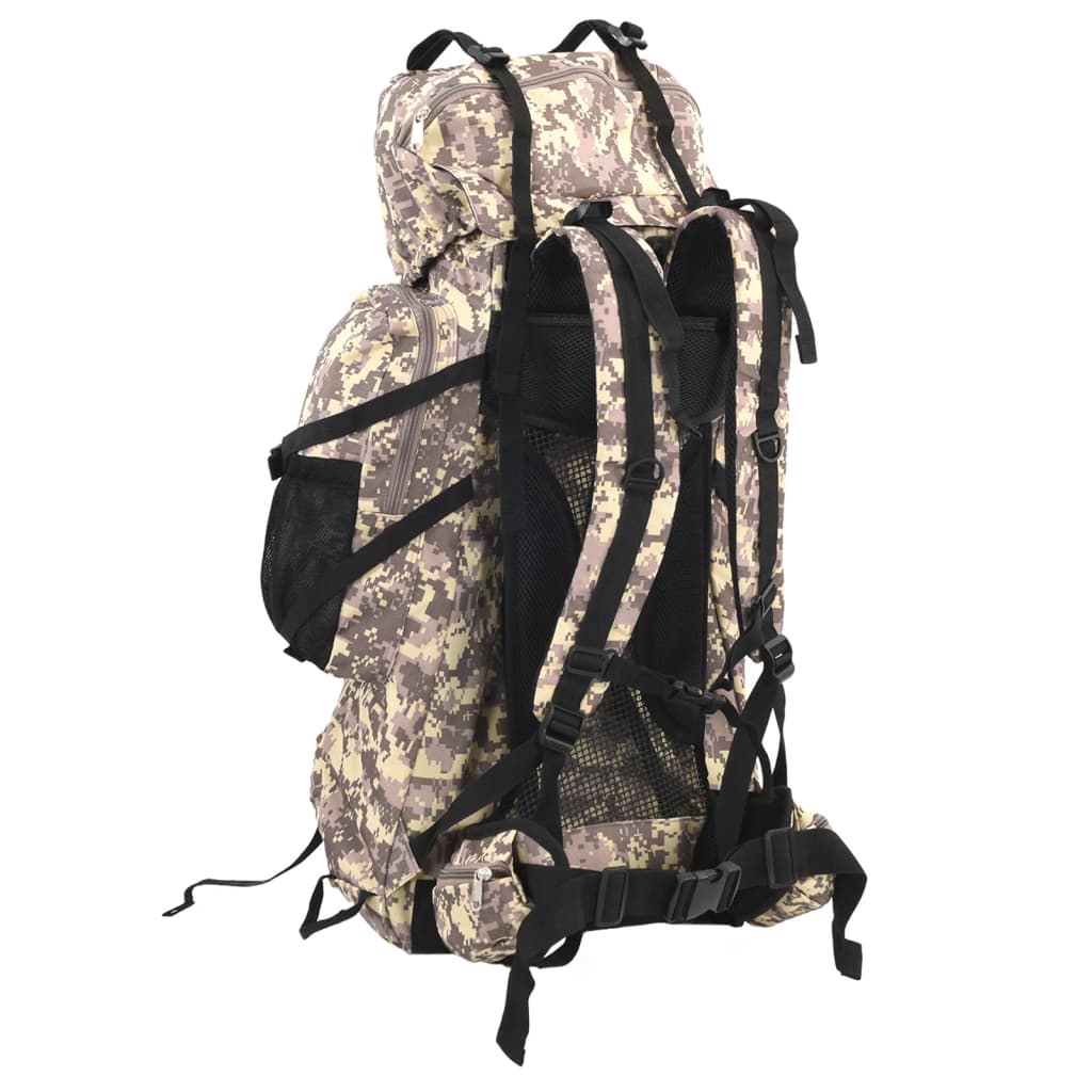 vidaXL Sac à dos de randonnée marron camouflage 60 L tissu oxford