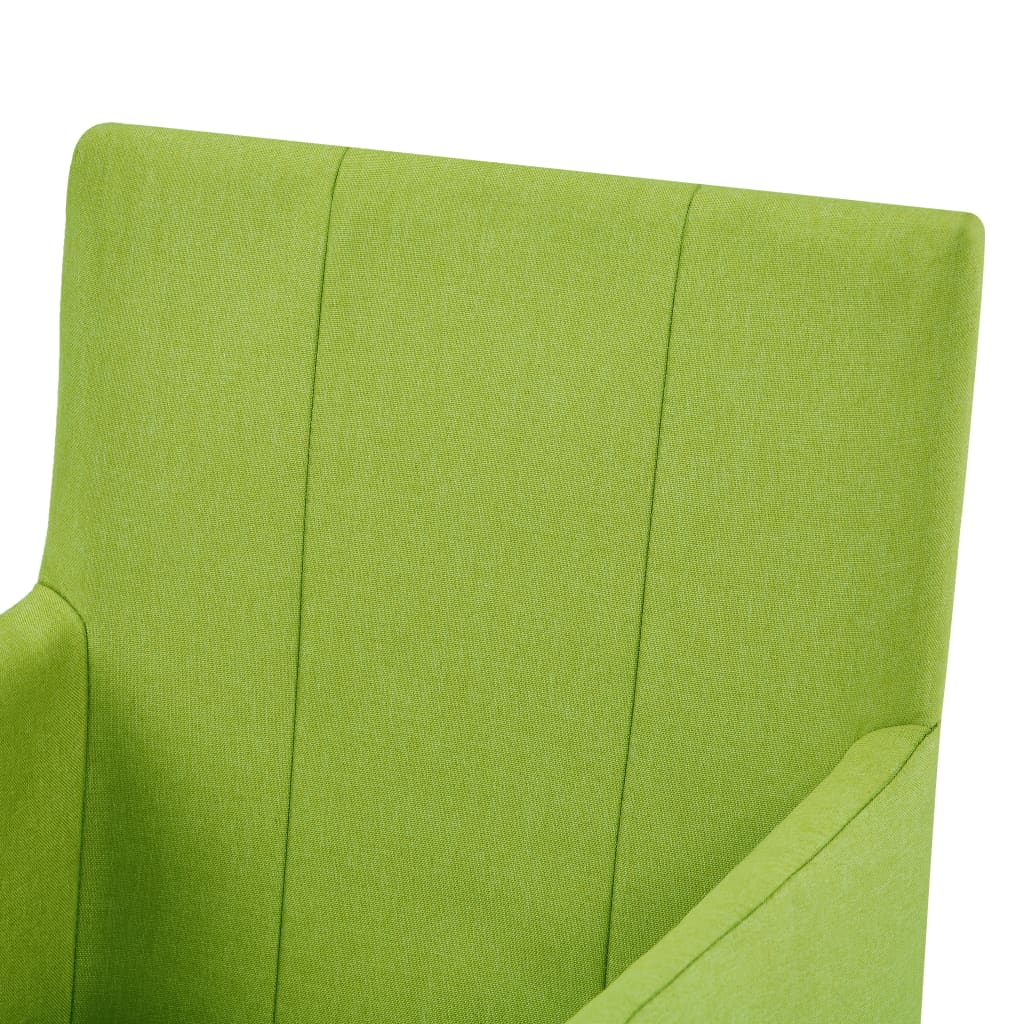 vidaXL Chaises de salle à manger avec accoudoirs 2 pcs Vert Tissu