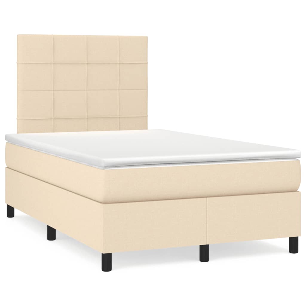 vidaXL Sommier à lattes de lit avec matelas crème 120x190 cm tissu