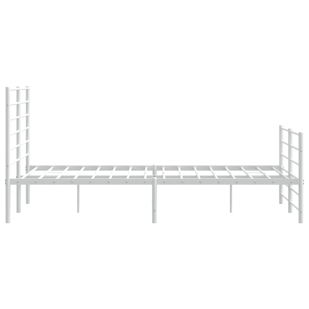 vidaXL Cadre de lit métal sans matelas et pied de lit blanc 135x190 cm