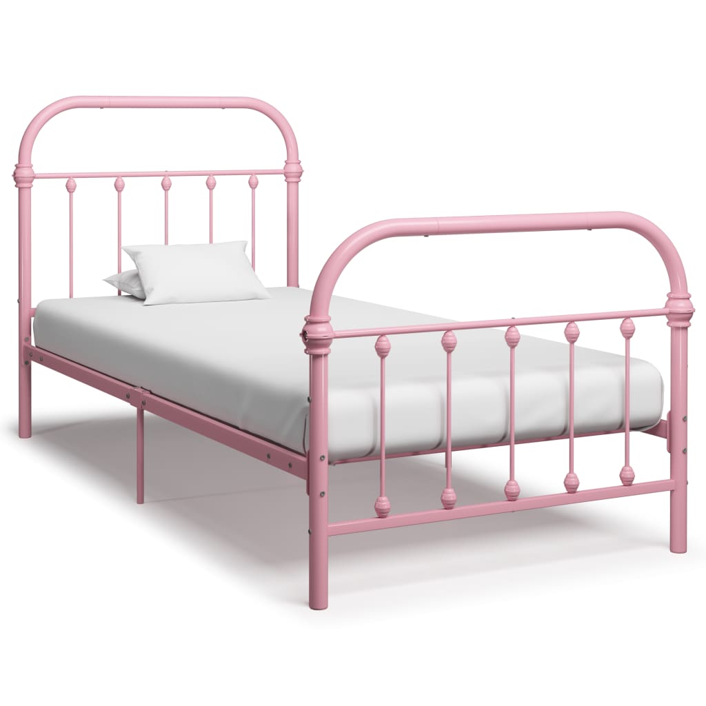 vidaXL Cadre de lit sans matelas rose métal 90x200 cm