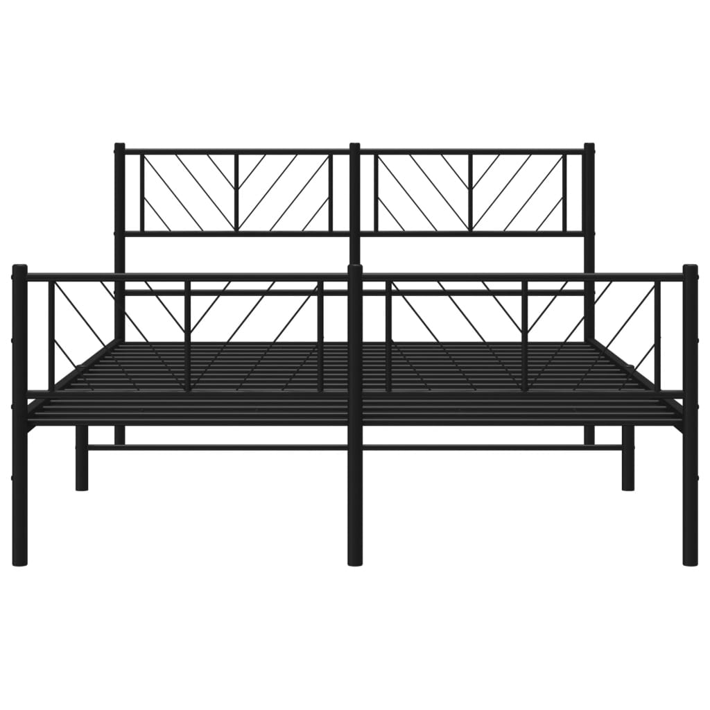 vidaXL Cadre de lit métal sans matelas avec pied de lit noir 135x190cm