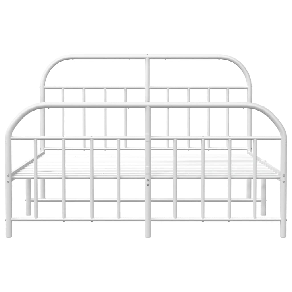 vidaXL Cadre de lit métal sans matelas et pied de lit blanc 180x200 cm