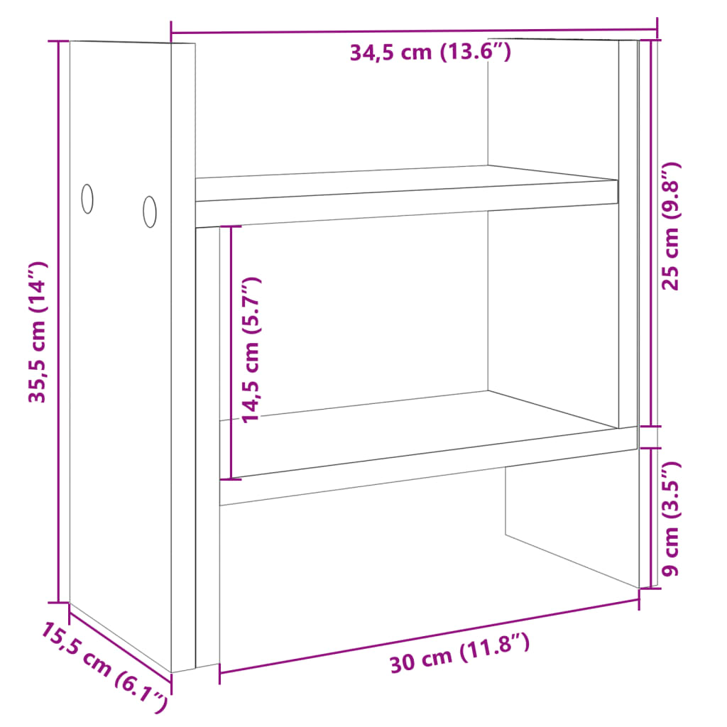 vidaXL Organisateur de bureau blanc 34,5x15,5x35,5cm bois d'ingénierie