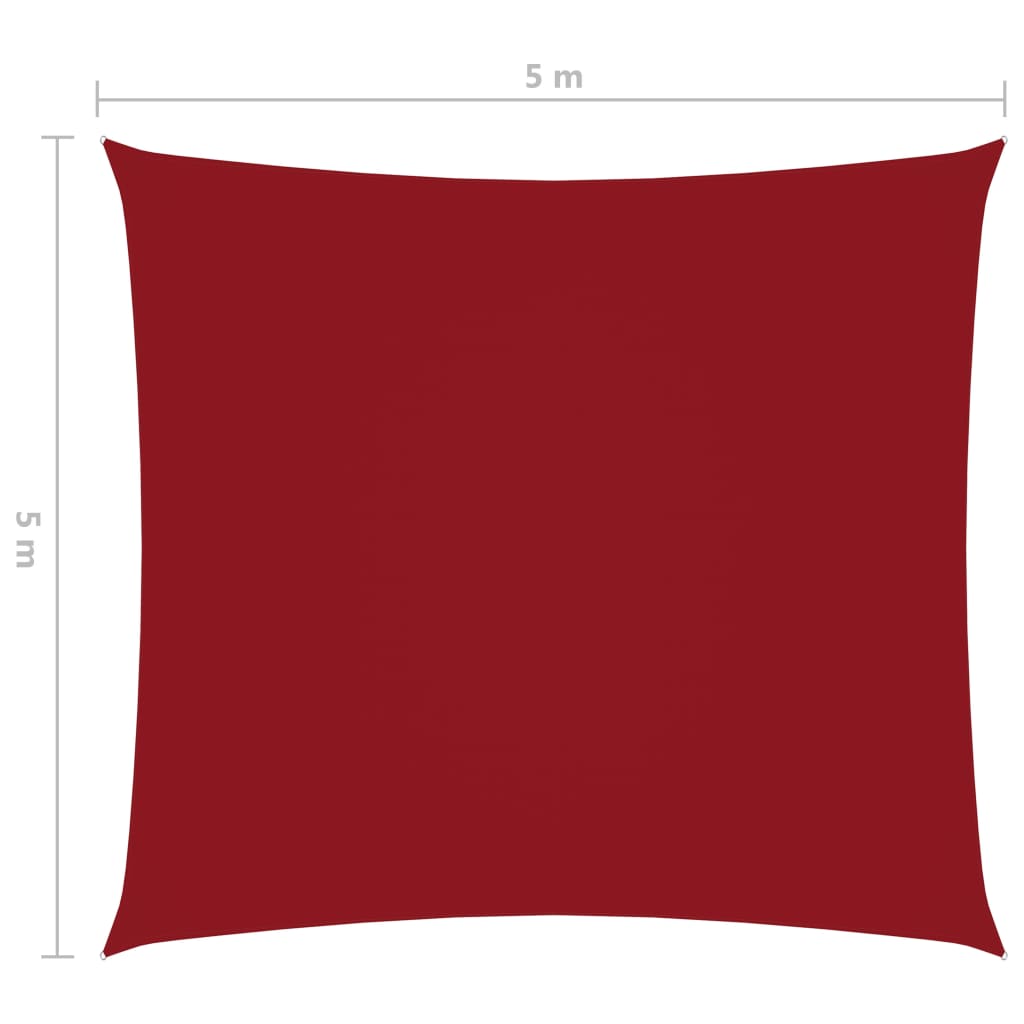 vidaXL Voile de parasol Tissu Oxford carré 5x5 m Rouge