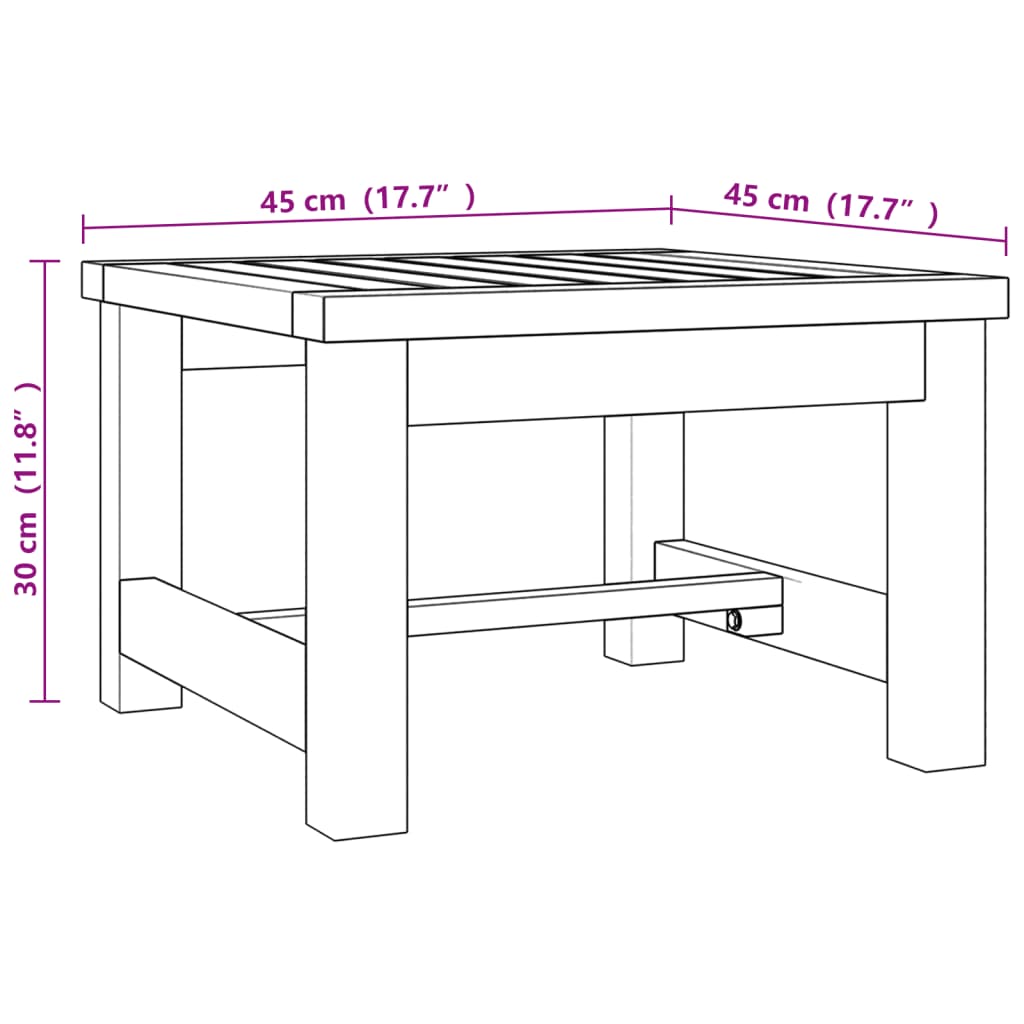 vidaXL Table basse 45x45x30 cm bois massif de teck