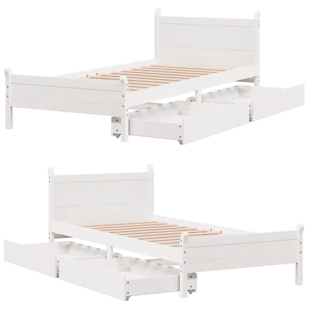 vidaXL Cadre de lit sans matelas blanc 90x200 cm bois de pin massif