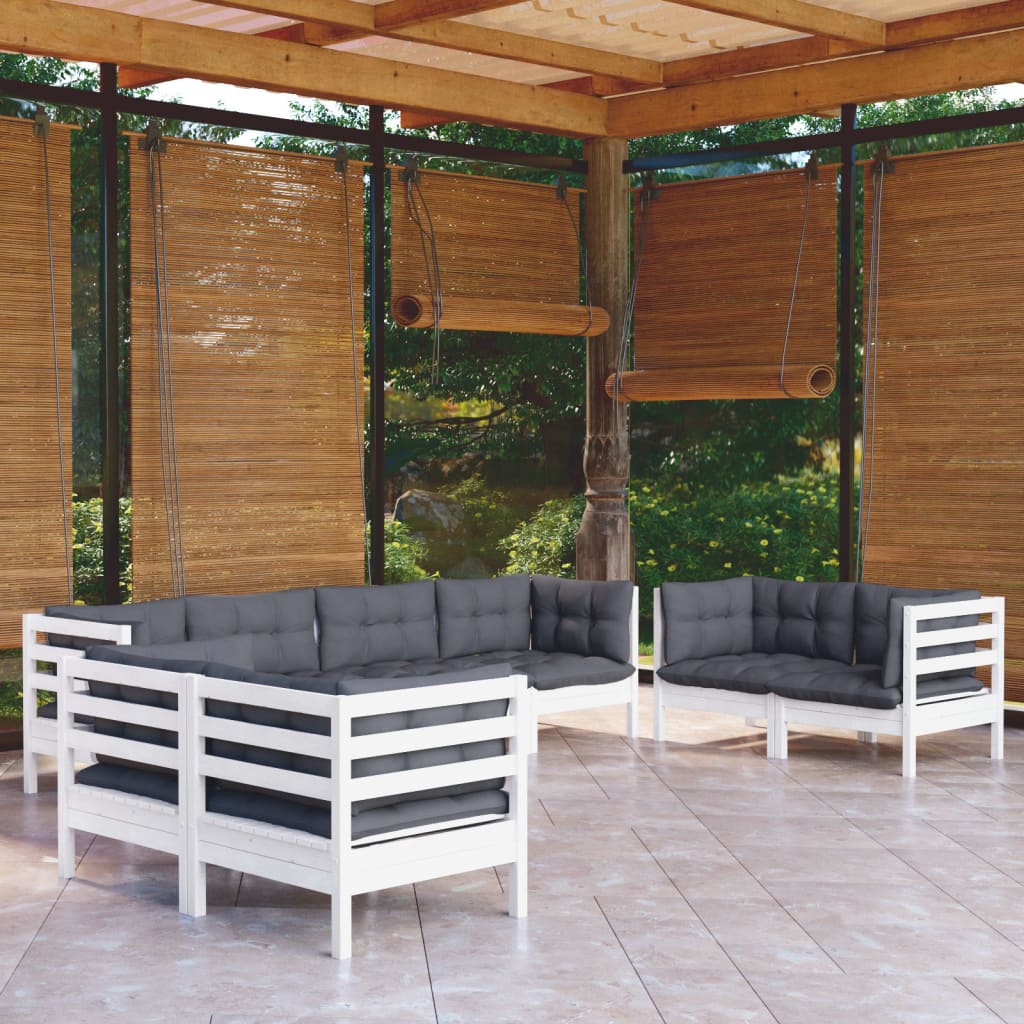 vidaXL Salon de jardin 8 pcs avec coussins bois de pin massif