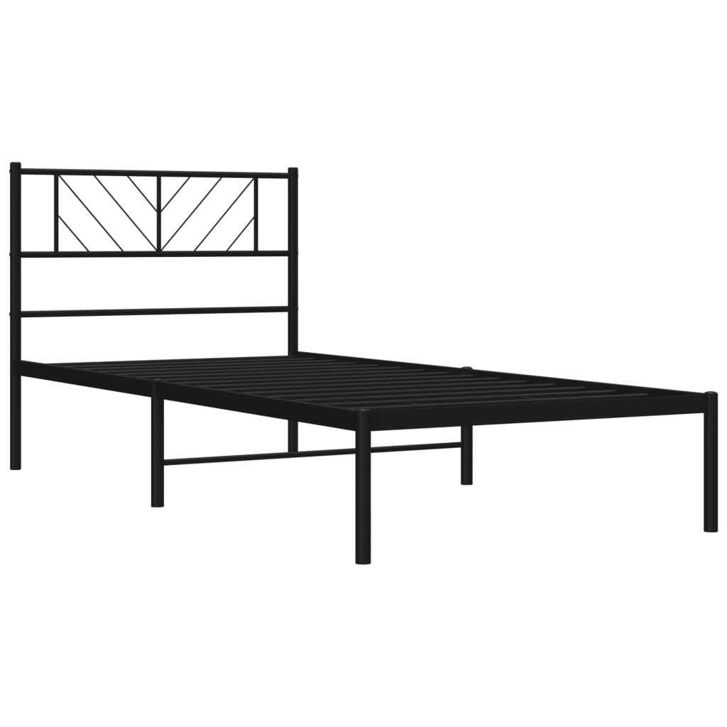 vidaXL Cadre de lit métal sans matelas avec tête de lit noir 100x190cm