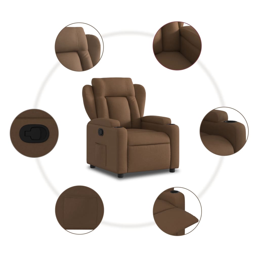 vidaXL Fauteuil inclinable Marron Tissu