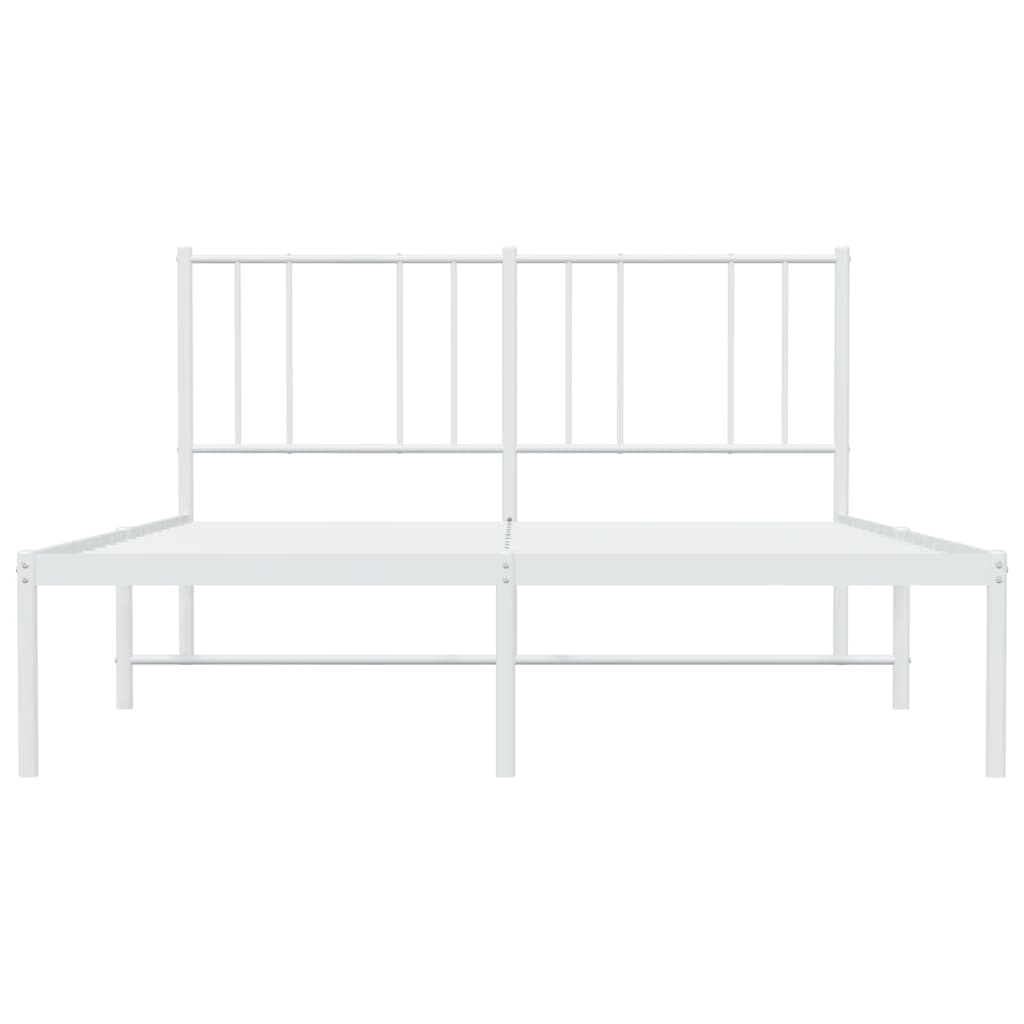 vidaXL Cadre de lit métal sans matelas et tête de lit blanc 135x190 cm