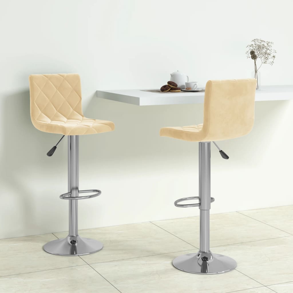 vidaXL Tabourets de bar lot de 2 crème velours