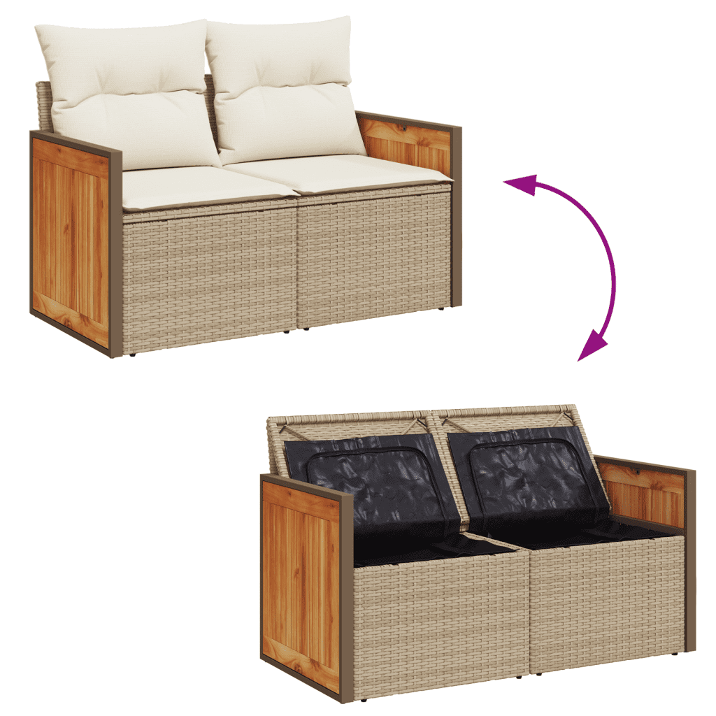 vidaXL Salon de jardin avec coussins 8 pcs beige résine tressée